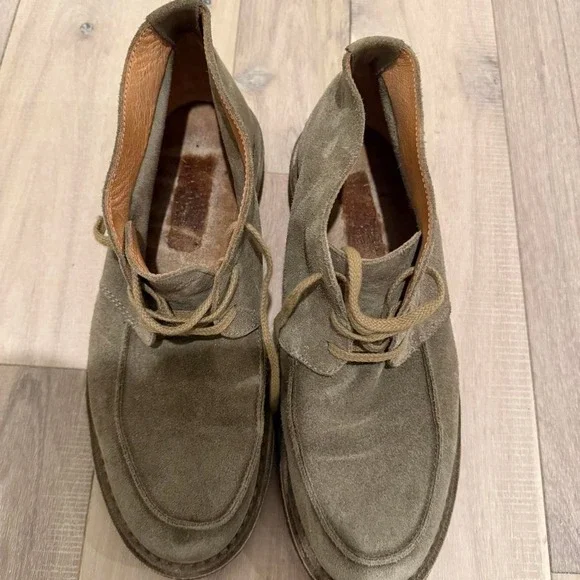 Vintage Made in Italy Vera Pelle Sz 9 green suede dress shoes - Picture 5 of 8